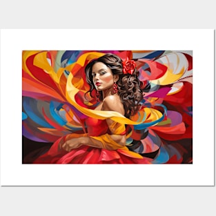 Beauty Woman Retro Abstract Colorful Painting Posters and Art